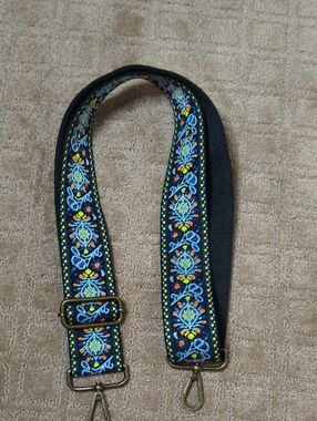 Navy Floral Embroidered Adjustable Bag Strap
